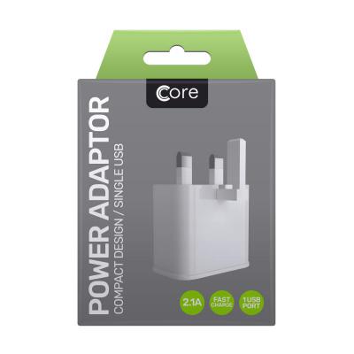 Core Single Compact Power Adaptor USB White 2.1A