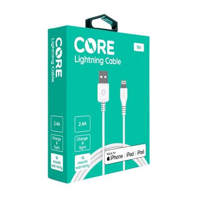 Core 1m Lightning Cable 2.4A White MFI