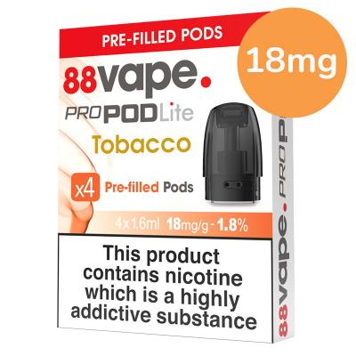 88VAPE ProPod Lite Tobacco 18mg/2ml 4 pack