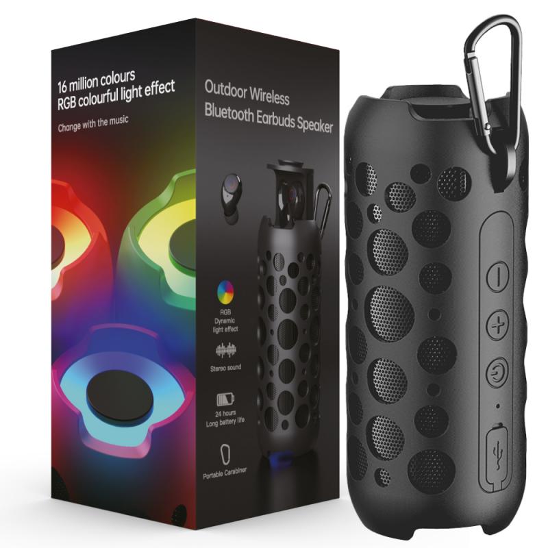 Outdoor Wireless Speaker with Earbuds Black 