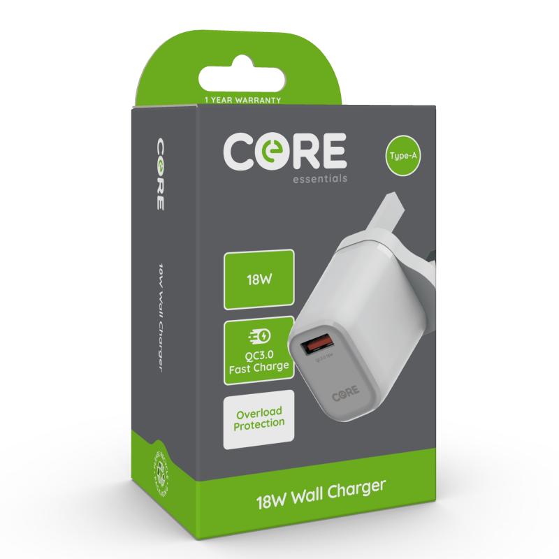 Core Type-A 18W QC3  Wall Charger