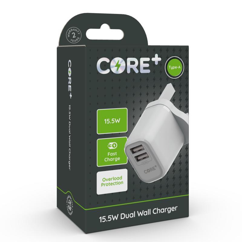 CORE+ Type-A 15.5W  Dual Wall Charger