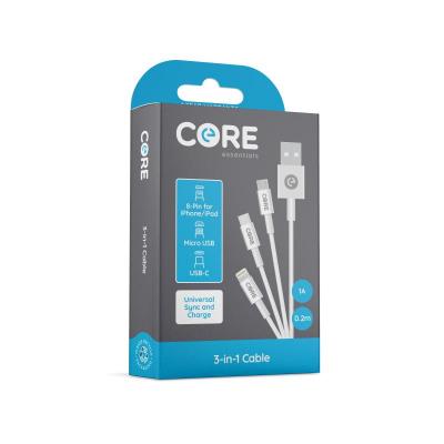 Core 3-in-1 Cable Type-C / 8-Pin / Micro USB 0.2M